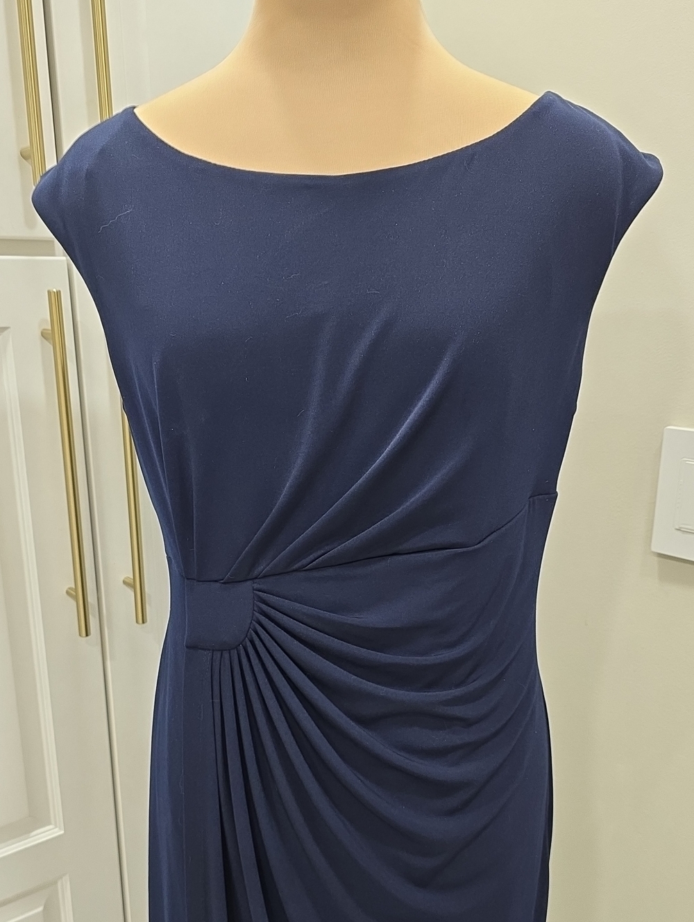 connected apparel Navy Twist-Pleat Midi Dress